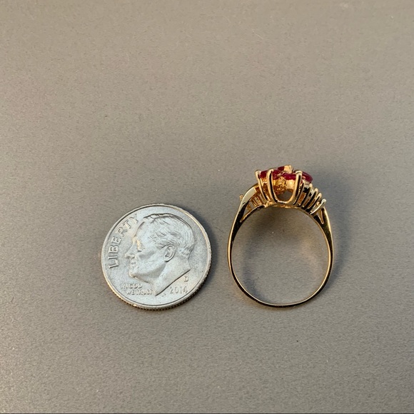 14k marquise ruby vintage ring with diamond accents - Picture 5 of 8